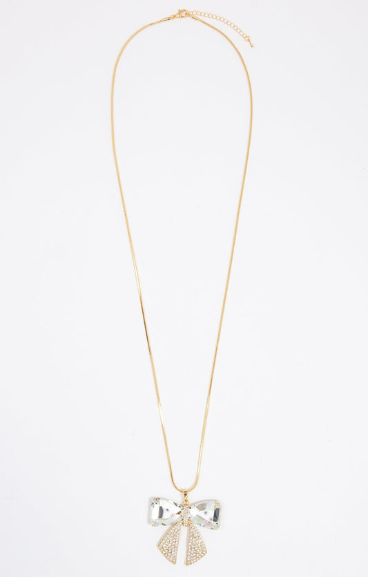 Collier sautoir avec pendentif nœud élégant
