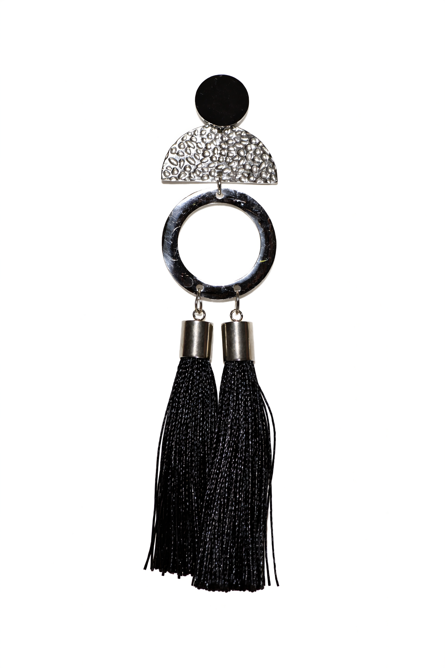 Boucles d’oreilles élégantes noir et argent
