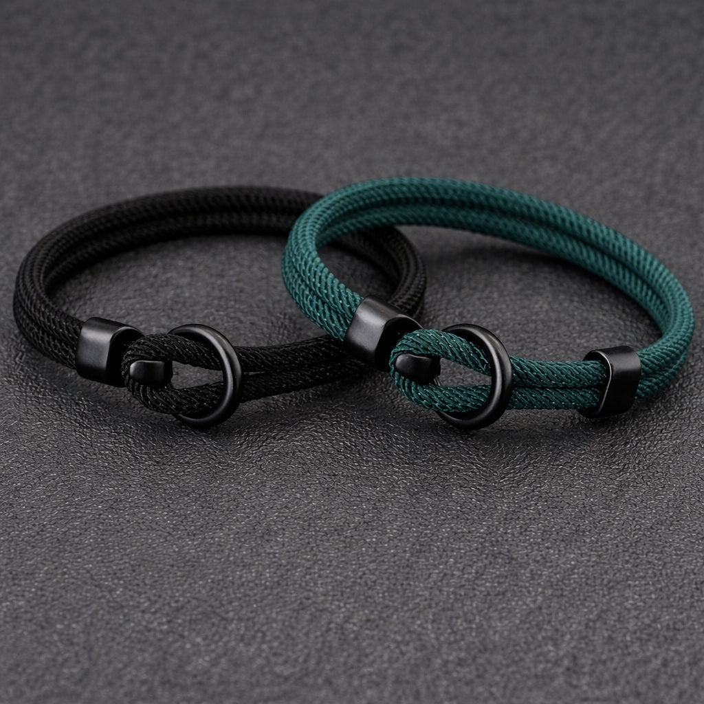 Lot de 2 bracelets en corde 20 cm – Double couche, style minimaliste outdoor