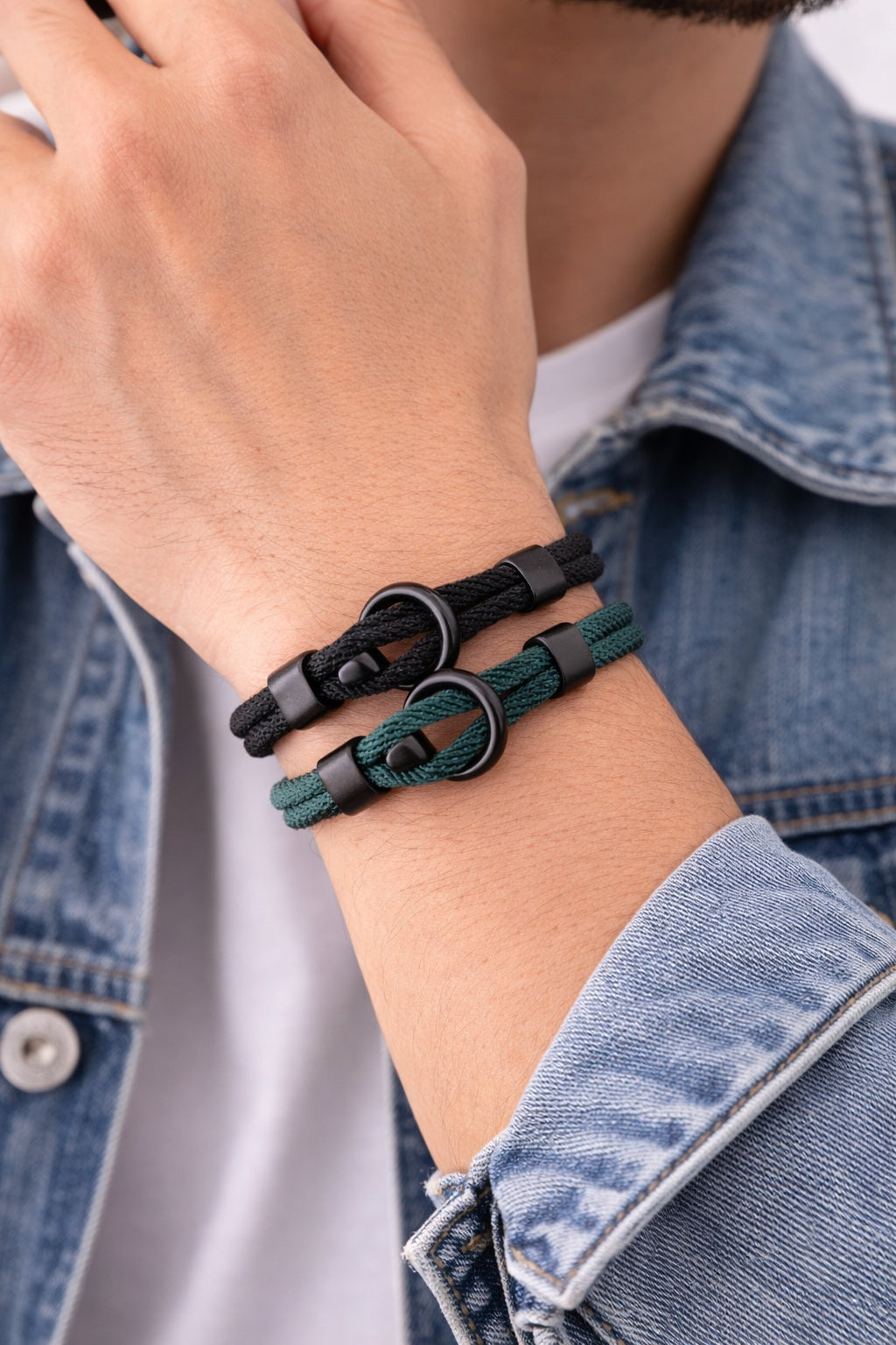 Lot de 2 bracelets en corde 20 cm – Double couche, style minimaliste outdoor