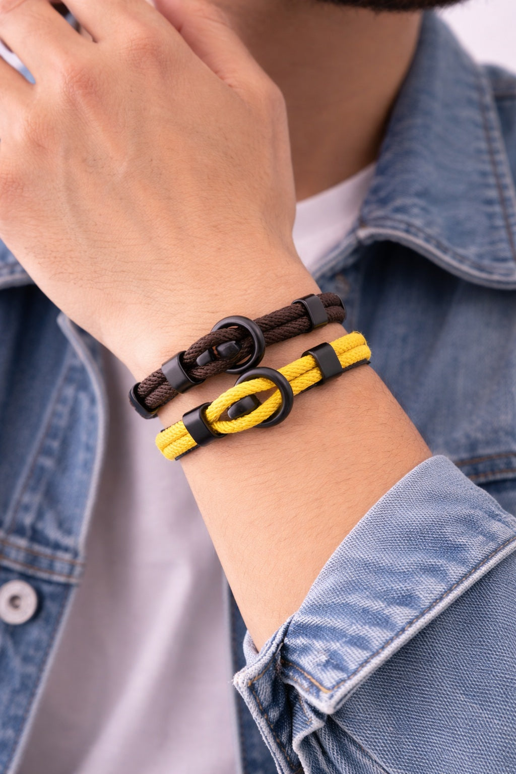 Lot de 2 bracelets en corde 20 cm – Double couche, style minimaliste outdoor