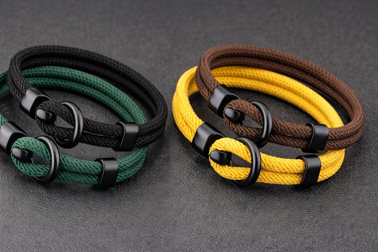 Lot de 2 bracelets en corde 20 cm – Double couche, style minimaliste outdoor