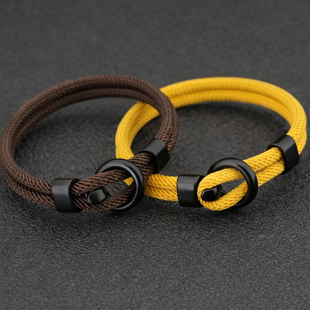 Lot de 2 bracelets en corde 20 cm – Double couche, style minimaliste outdoor