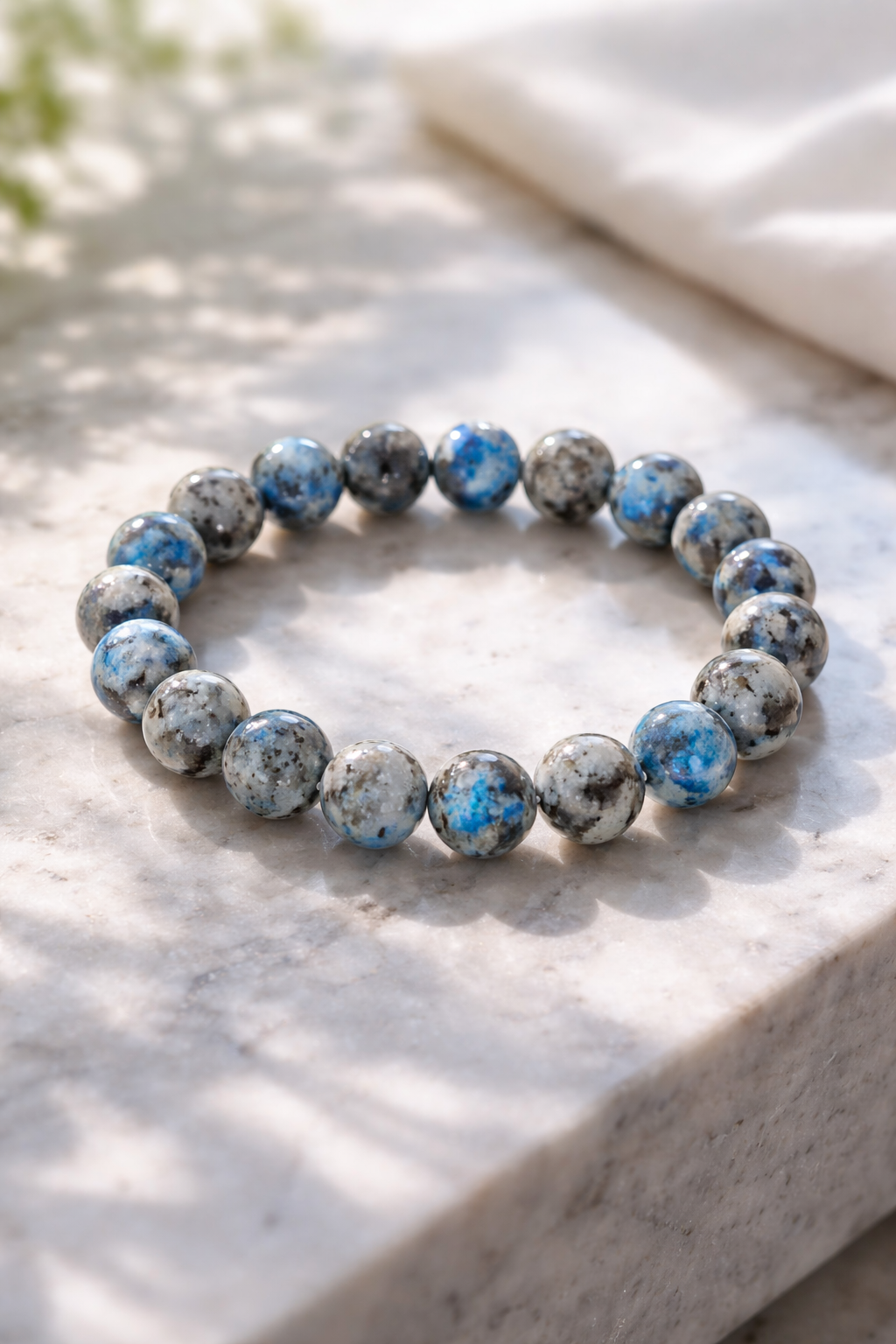 Bracelet Élégant Perles Bleu et Gris – Style Minimaliste 10 mm