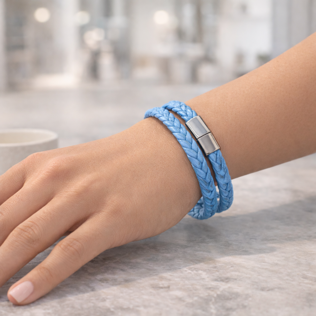 Bracelet Double Tour en Cuir Synthétique – Fermoir Magnétique