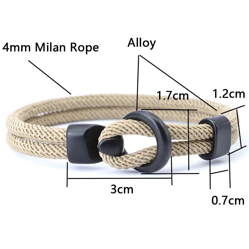 Lot de 2 bracelets en corde 20 cm – Double couche, style minimaliste outdoor