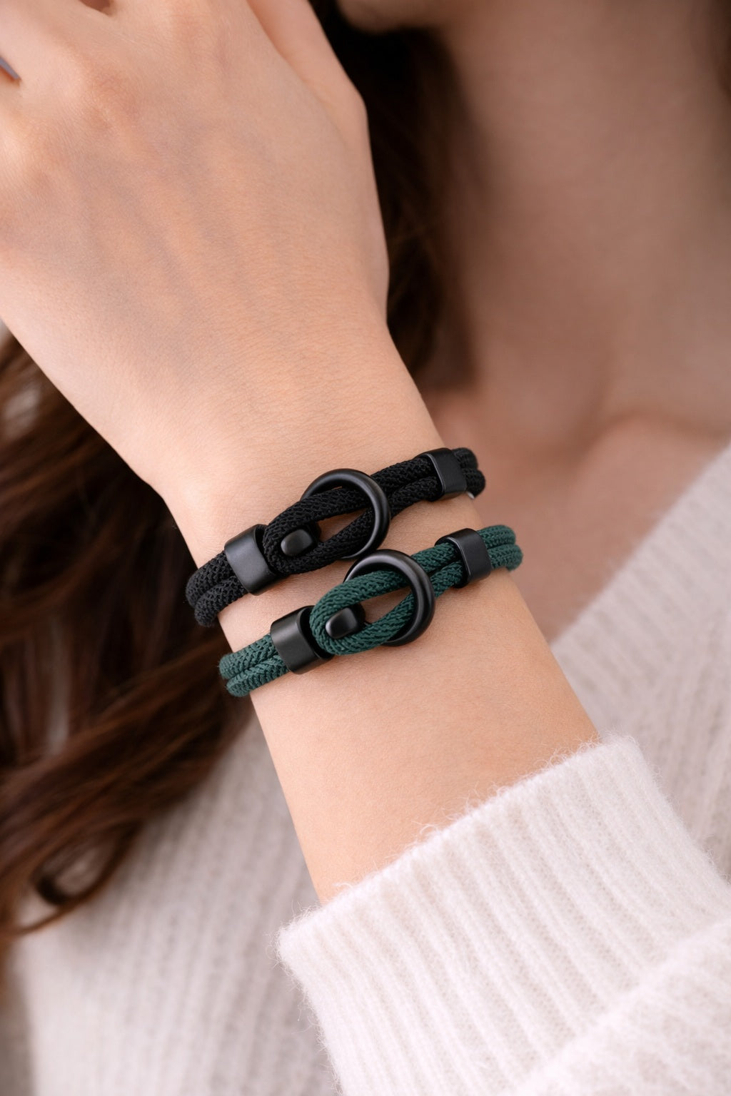 Lot de 2 bracelets en corde 20 cm – Double couche, style minimaliste outdoor