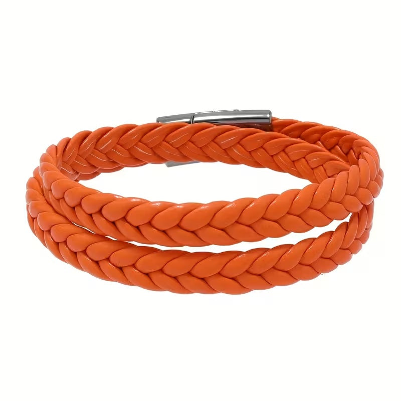 Bracelet Double Tour en Cuir Synthétique – Fermoir Magnétique