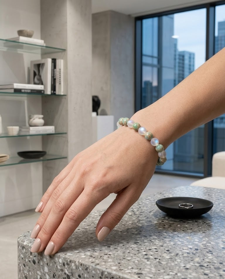 Bracelet Élégance Perlé 8 mm – Style Naturel Moderne