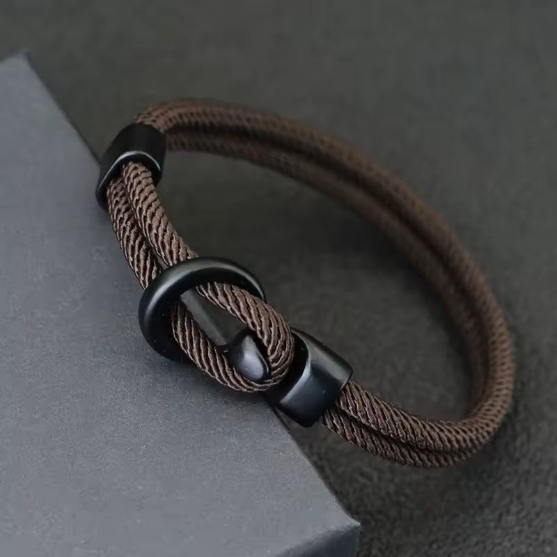 Lot de 2 bracelets en corde 20 cm – Double couche, style minimaliste outdoor