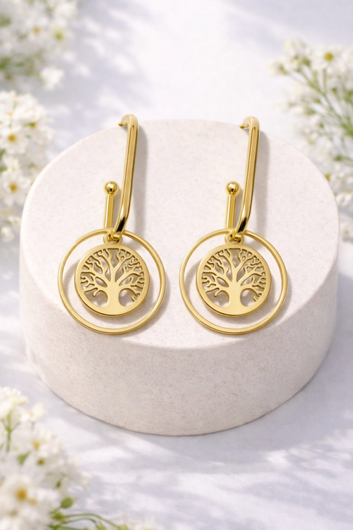 Boucles d’oreilles Arbre de Vie Élégance Dorée