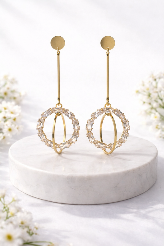 Boucles d’Oreilles Élégance Cristalline – Or & Argent